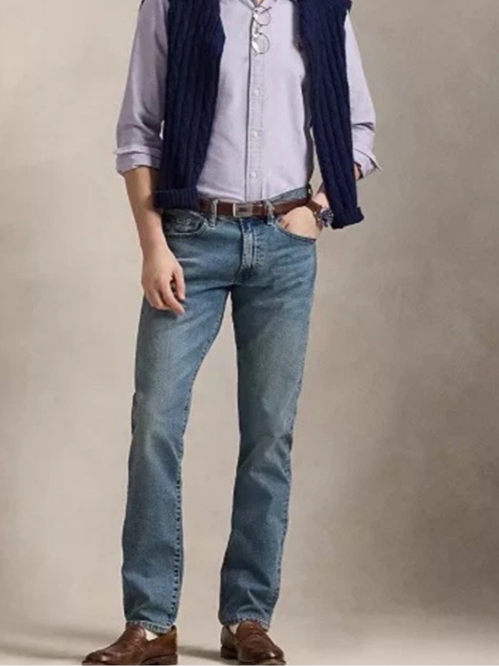 Polo Ralph Lauren The Varick Slim Straight Blue Denim Jeans Size 40x32 NWT